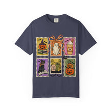 Load image into Gallery viewer, Halloween-Themed Unisex Garment-Dyed T-shirt, Spooky Fun Tee, Ghost, Pumpkin, Cat, Fall Apparel, Trick or Treat Shirt