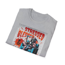 Load image into Gallery viewer, Stressed & Blessed True Crime Obsessed T-Shirt, Graphic Tee for True Crime Lovers, Gift for Stay-at-Home Days, Casual Wear, Gift for Friends