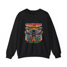 Load image into Gallery viewer, Groovy Butterfly Sweatshirt | Unisex Heavy Blend Crewneck, Retro Fashion, Gift for Nature Lovers, Cozy Layer, Spring Style