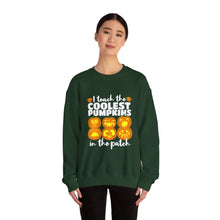 Load image into Gallery viewer, Halloween Pumpkin Crewneck Sweatshirt, Unisex Fall Apparel, Cozy Sweatshirt, Halloween Gift, Pumpkin Design, Casual Wear, Autumn Fashion