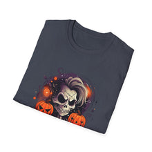 Load image into Gallery viewer, Halloween Rebel Skull Tee, Unisex T-Shirt, Softstyle Graphic Shirt, Halloween Costume, Fall Apparel, Gift for Him/Her