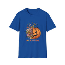 Load image into Gallery viewer, Cozy Spooky Vibes Unisex T-Shirt, Halloween Tee, Fall Apparel, Pumpkin Shirt, Casual Halloween Wear, Gift for Friends