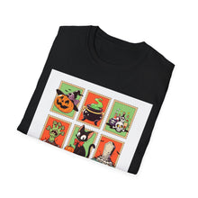 Load image into Gallery viewer, Halloween Themed T-Shirt, Unisex Softstyle Tee for Fall, Trick or Treat Shirt, Spooky Casual Wear, Halloween Party Apparel
