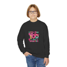 Load image into Gallery viewer, Kids Crewneck Sweatshirt - Little Miss Smarty Design, Perfect Gift for Students, Birthday, Back to School, Cute & Cozy