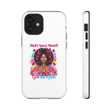 Load image into Gallery viewer, Inspirational Phone Case, Pray Wait Trust God Has a Plan, Spiritual Gift, Motivational Decor, Faith-Based Accessory