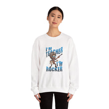 Load image into Gallery viewer, Cool Teacher Rocker Sweatshirt, Unisex Crewneck, Gift for Teachers, Music Lover Apparel, Teacher Appreciation Day, Casual Wear
