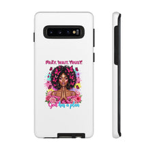 Load image into Gallery viewer, Inspirational Phone Case, Pray Wait Trust God Has a Plan, Spiritual Gift, Motivational Decor, Faith-Based Accessory