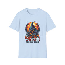 Load image into Gallery viewer, Something Wicked This Way Comes Unisex Softstyle T-Shirt, Halloween Shirt, Witch Tee, Fall Shirt, Casual Graphic Tee