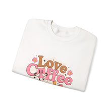 Load image into Gallery viewer, Love Coffee and Dogs Crewneck Sweatshirt, Cozy Gift for Dog Lovers, Perfect for Fall/Winter, Pet Lovers Apparel, Casual Lounge Wear