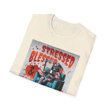 Load image into Gallery viewer, Stressed & Blessed True Crime Obsessed T-Shirt, Graphic Tee for True Crime Lovers, Gift for Stay-at-Home Days, Casual Wear, Gift for Friends