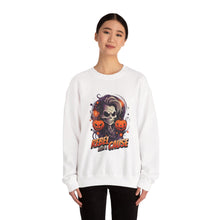 Load image into Gallery viewer, Rebel with a Cause Crewneck Sweatshirt | Halloween Sweatshirt, Unisex Fall Apparel, Cozy Casual Wear, Spooky Season Clothing, Gothic Style