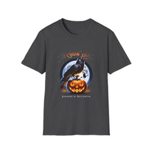 Load image into Gallery viewer, Halloween Crow Night Unisex T-Shirt, Spooky Graphic Tee, Gift for Halloween Lovers, Fall Fashion, Mens Womens Shirt