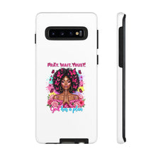 Load image into Gallery viewer, Inspirational Phone Case, Pray Wait Trust God Has a Plan, Spiritual Gift, Motivational Decor, Faith-Based Accessory