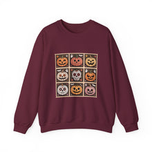 Load image into Gallery viewer, Halloween Pumpkin Patch Crewneck Sweatshirt, Cozy Fall Sweater, Unisex Halloween Apparel, Spooky Season Gear, Perfect for Halloween Parties