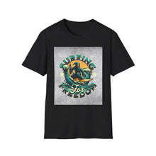Load image into Gallery viewer, Surfing for Freedom Unisex Softstyle T-Shirt | Summer Vibe, Beachwear, Gift for Surfers, Casual Tee, Adventure Apparel