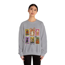 Load image into Gallery viewer, Halloween-Themed Crewneck Sweatshirt, Cozy Unisex Crew, Fall Fashion, Pumpkin Decor, Seasonal Gift, Cute Sweatshirt for October