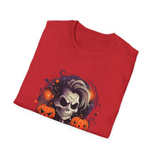 Load image into Gallery viewer, Halloween Rebel Skull Tee, Unisex T-Shirt, Softstyle Graphic Shirt, Halloween Costume, Fall Apparel, Gift for Him/Her