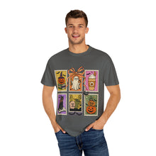 Load image into Gallery viewer, Halloween-Themed Unisex Garment-Dyed T-shirt, Spooky Fun Tee, Ghost, Pumpkin, Cat, Fall Apparel, Trick or Treat Shirt