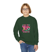Load image into Gallery viewer, Kids Crewneck Sweatshirt - Little Miss Smarty Design, Perfect Gift for Students, Birthday, Back to School, Cute & Cozy