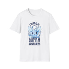 Load image into Gallery viewer, Autism Awareness Butterfly T-Shirt, Cute Unisex Tee, I Wear Blue, Support Autism, Gift for Awareness Day, Softstyle T-Shirt