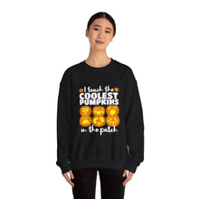 Load image into Gallery viewer, Halloween Pumpkin Crewneck Sweatshirt, Unisex Fall Apparel, Cozy Sweatshirt, Halloween Gift, Pumpkin Design, Casual Wear, Autumn Fashion
