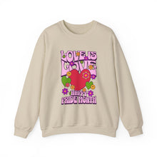 Load image into Gallery viewer, Pride Month Sweatshirt - Love is Love Crewneck, Unisex Casual Wear, LGBTQ+ Apparel, Spring Fashion, Gifts for Valentine's Day