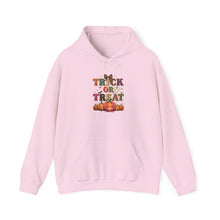 Load image into Gallery viewer, Trick or Treat Hooded Sweatshirt | Unisex Halloween Hoodie, Cozy Fall Apparel, Spooky Season Gift, Autumn Outing Sweatshirt