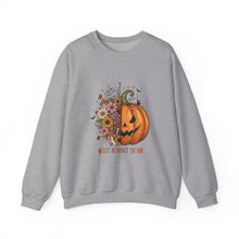 Load image into Gallery viewer, Pumpkin Flower Crewneck Sweatshirt | Cozy Spooky Vibes | Fall Fashion, Halloween Sweatshirt, Unisex Apparel, Autumn Gift, Festival Wear