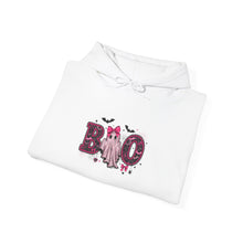 Load image into Gallery viewer, Boo Halloween Unisex Hoodie, Cozy Sweatshirt for Fall, Spooky Season Apparel, Ghost Design, Halloween Party Outfit