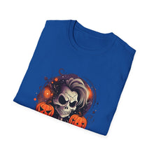 Load image into Gallery viewer, Halloween Rebel Skull Tee, Unisex T-Shirt, Softstyle Graphic Shirt, Halloween Costume, Fall Apparel, Gift for Him/Her