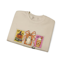 Load image into Gallery viewer, Halloween-Themed Crewneck Sweatshirt, Cozy Unisex Crew, Fall Fashion, Pumpkin Decor, Seasonal Gift, Cute Sweatshirt for October