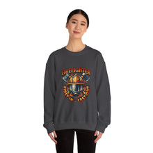 Load image into Gallery viewer, Firefighter Crewneck Sweatshirt - First In Last Out, Unisex Sweatshirt, Firefighter Gift, Casual Warmth, Everyday Apparel