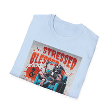 Load image into Gallery viewer, Stressed & Blessed True Crime Obsessed T-Shirt, Graphic Tee for True Crime Lovers, Gift for Stay-at-Home Days, Casual Wear, Gift for Friends