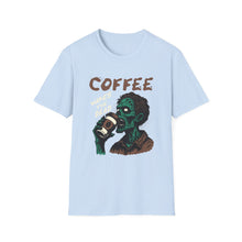 Load image into Gallery viewer, Zombie Coffee Lover T-Shirt | Unisex Casual Tee for Coffee Lovers | Halloween, Gift, Daily Wear, Softstyle Tee