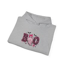Load image into Gallery viewer, Boo Halloween Unisex Hoodie, Cozy Sweatshirt for Fall, Spooky Season Apparel, Ghost Design, Halloween Party Outfit