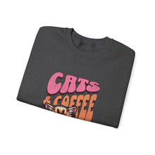 Load image into Gallery viewer, Cozy Cats & Coffee Sweatshirt - Perfect Gift for Cat Lovers, Weekend Lounging, Birthday, or Coffee Time