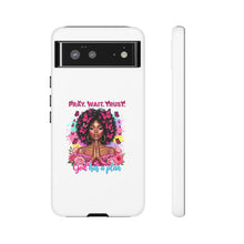 Load image into Gallery viewer, Inspirational Phone Case, Pray Wait Trust God Has a Plan, Spiritual Gift, Motivational Decor, Faith-Based Accessory