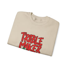 Load image into Gallery viewer, Troublemaker Crewneck Sweatshirt | Comfortable Casual Wear, Fun Gift, Holiday Sweatshirt, Unique Fashion, Day One Wear
