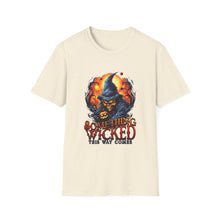 Load image into Gallery viewer, Something Wicked This Way Comes Unisex Softstyle T-Shirt, Halloween Shirt, Witch Tee, Fall Shirt, Casual Graphic Tee