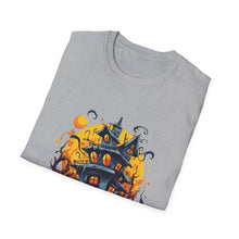 Load image into Gallery viewer, Funny Halloween T-Shirts, Haunted House Unisex Softstyle Tee - Spooky Costume Apparel, Scary Ghost Graphic Shirt, Trick or Treat Clothes,