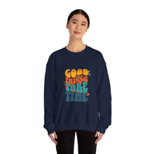 Load image into Gallery viewer, Good Vibes Sweatshirt, Cozy Crewneck with Positive Message, Perfect Gift for Friends, Casual Wear, Autumn Fashion, Unisex Clothing