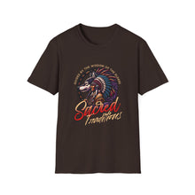 Load image into Gallery viewer, Sacred Adventures Unisex Softstyle T-Shirt, Boho Graphic Tee, Nature Lover Gift, Festival Wear, Tribal Art Shirt, Summer Style
