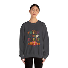 Load image into Gallery viewer, Halloween Trick or Treat Sweatshirt, Cozy Fall Crewneck, Unisex Casual Wear, Perfect for Halloween Parties, Pumpkin Lovers Gift