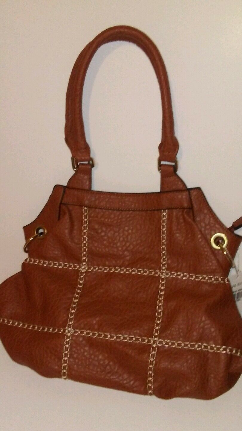 Womens Brown Purse with White stitch detail