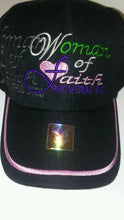 Load image into Gallery viewer, Womens Women of Faith  Proverbs 31:30 Black Baseball Cap
