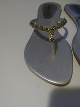 Load image into Gallery viewer, Womens Silver Pakistan Flat Rhinestone Sandals
