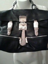 Load image into Gallery viewer, Womens Black/ Tan Two Tone Satchel Crossbody Messenger Purse