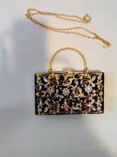 Load image into Gallery viewer, Womens Black Glitter Clutch Purse with Gotgeous Rhinestones
