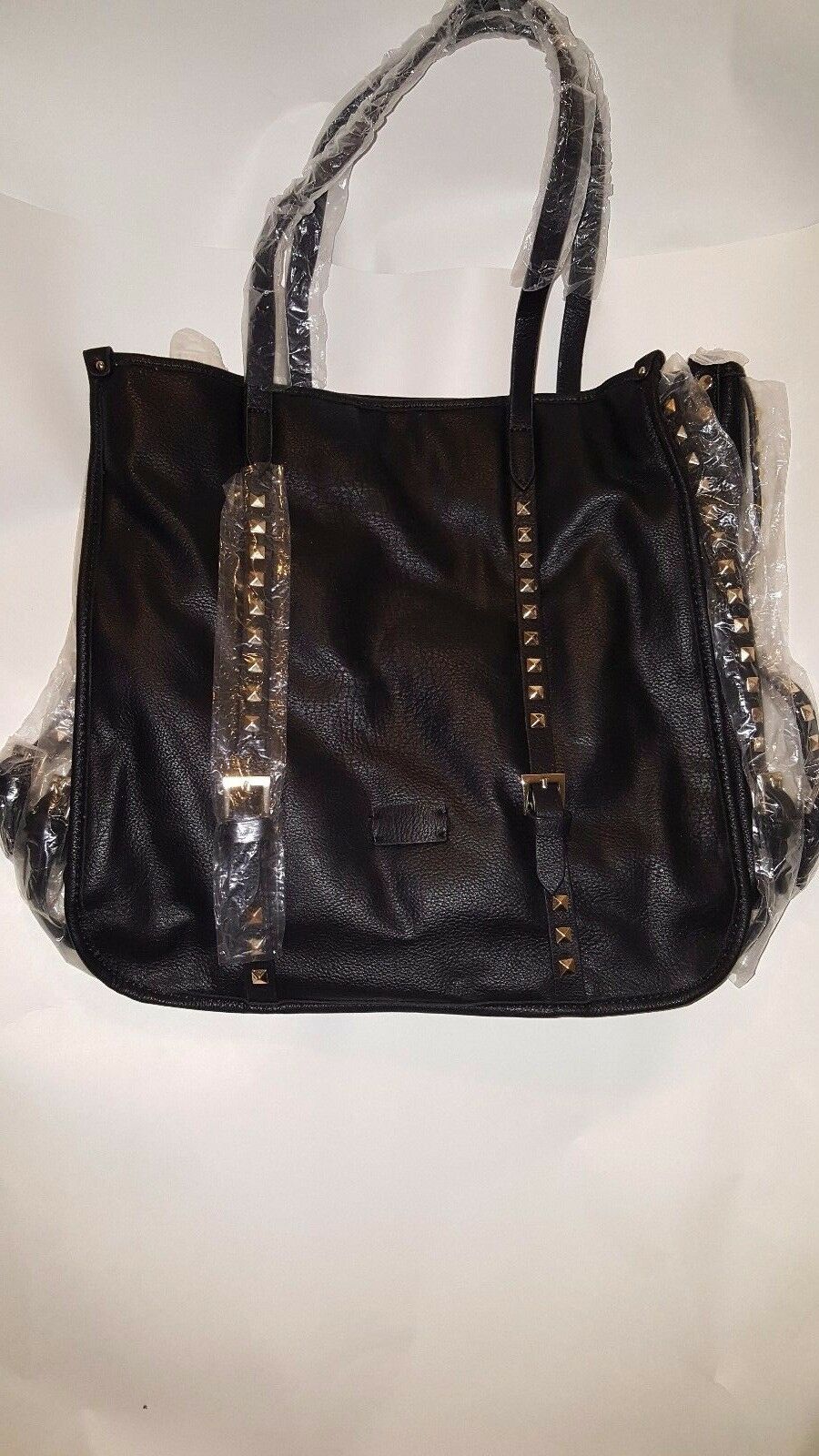 Womens Black Gold Square Studded Casual Evening Purse
