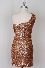 Load image into Gallery viewer, Womens Brown Copper Colored Sequin Party Club Cocktail Dress
